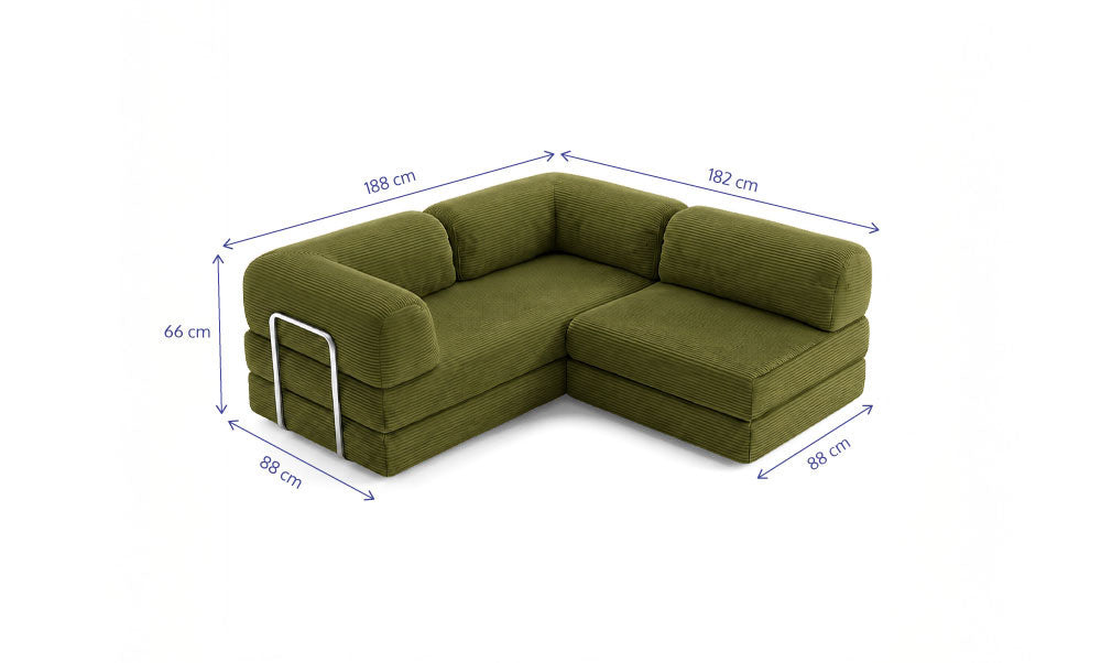 Sofá Cama Flowin com Encosto e Apoio - Cotele Verde Oliva