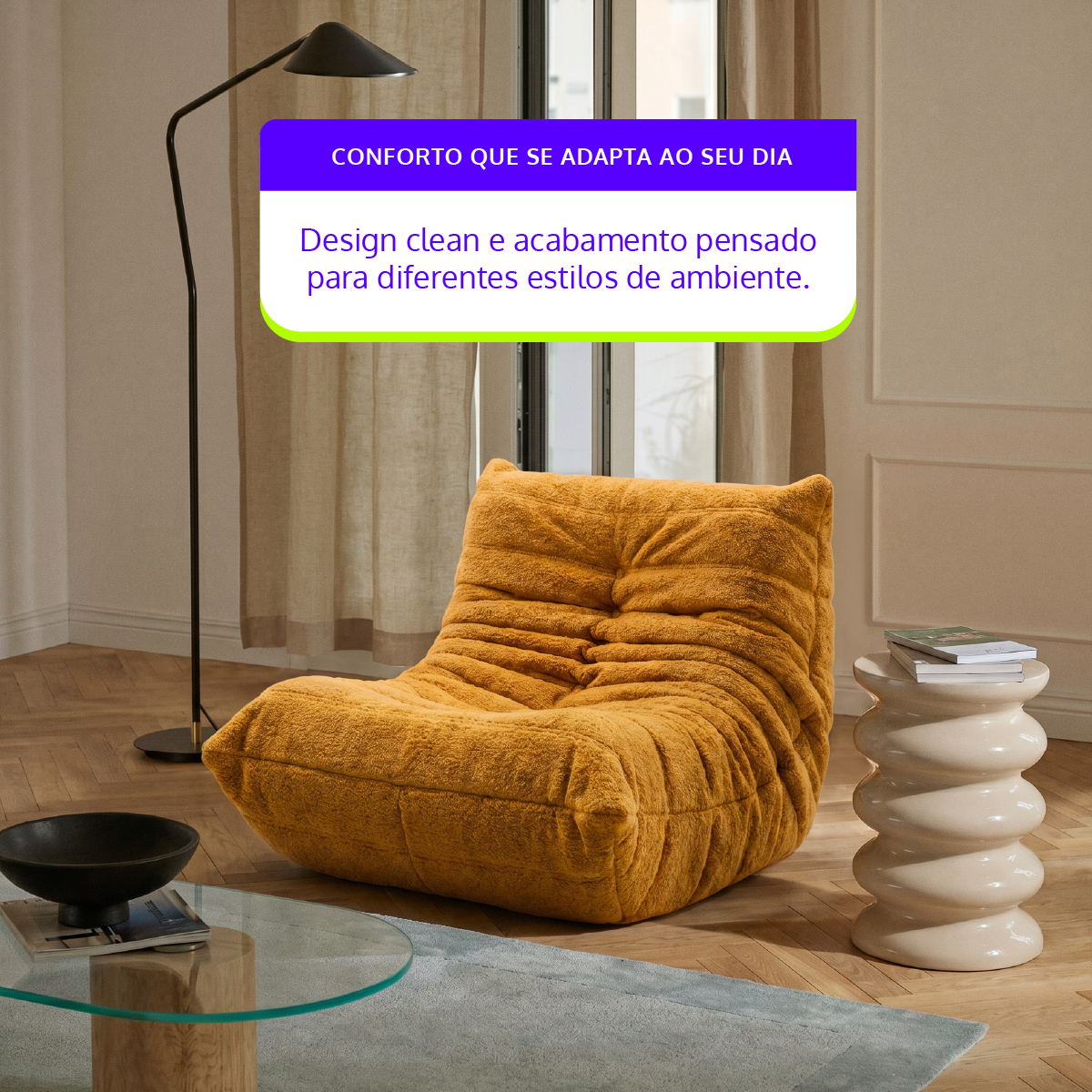Poltrona Liv em Boucle Cloud Touch Mostarda
