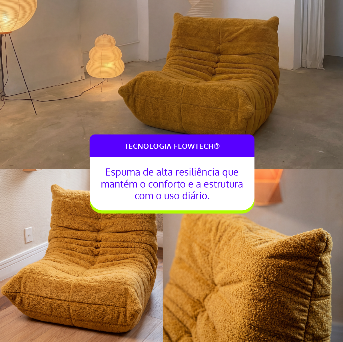 Poltrona Liv em Boucle Cloud Touch Mostarda