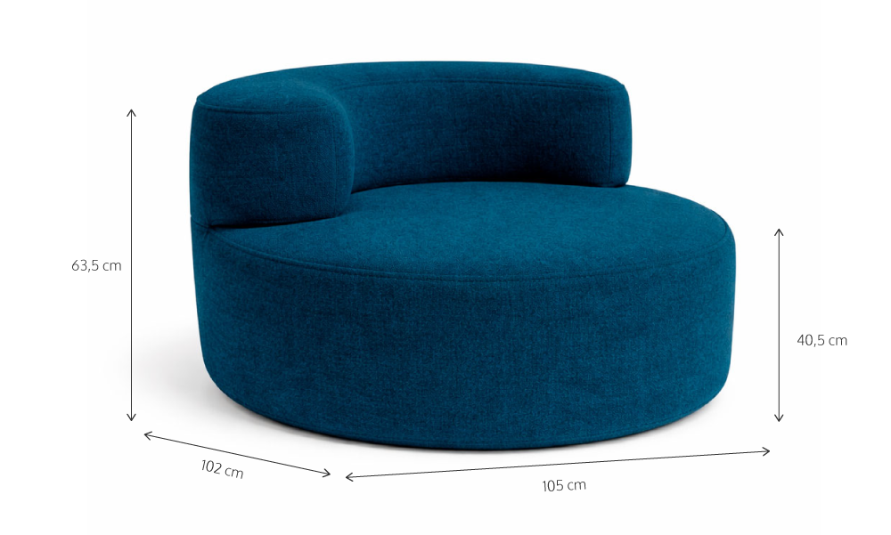 Poltrona Luna em Boucle Azul Marinho