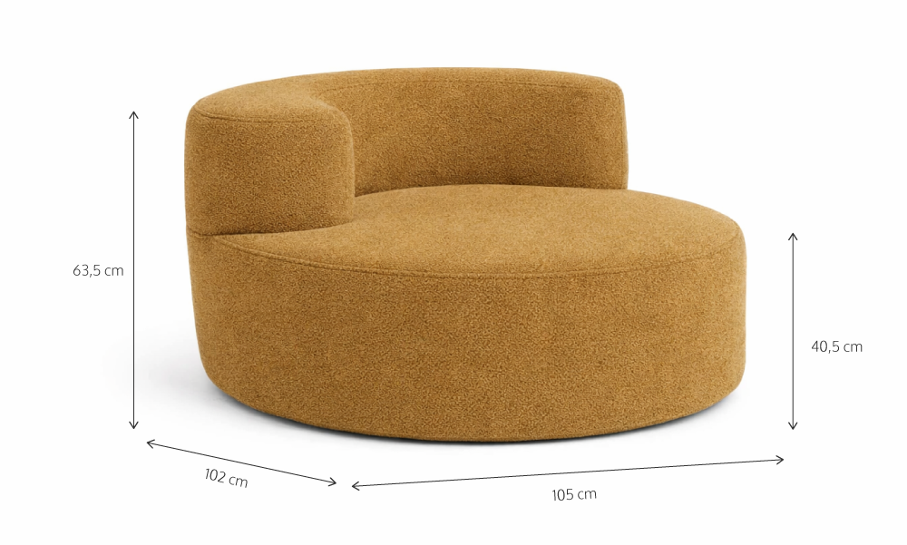 Poltrona Luna em Boucle Plus Mostarda