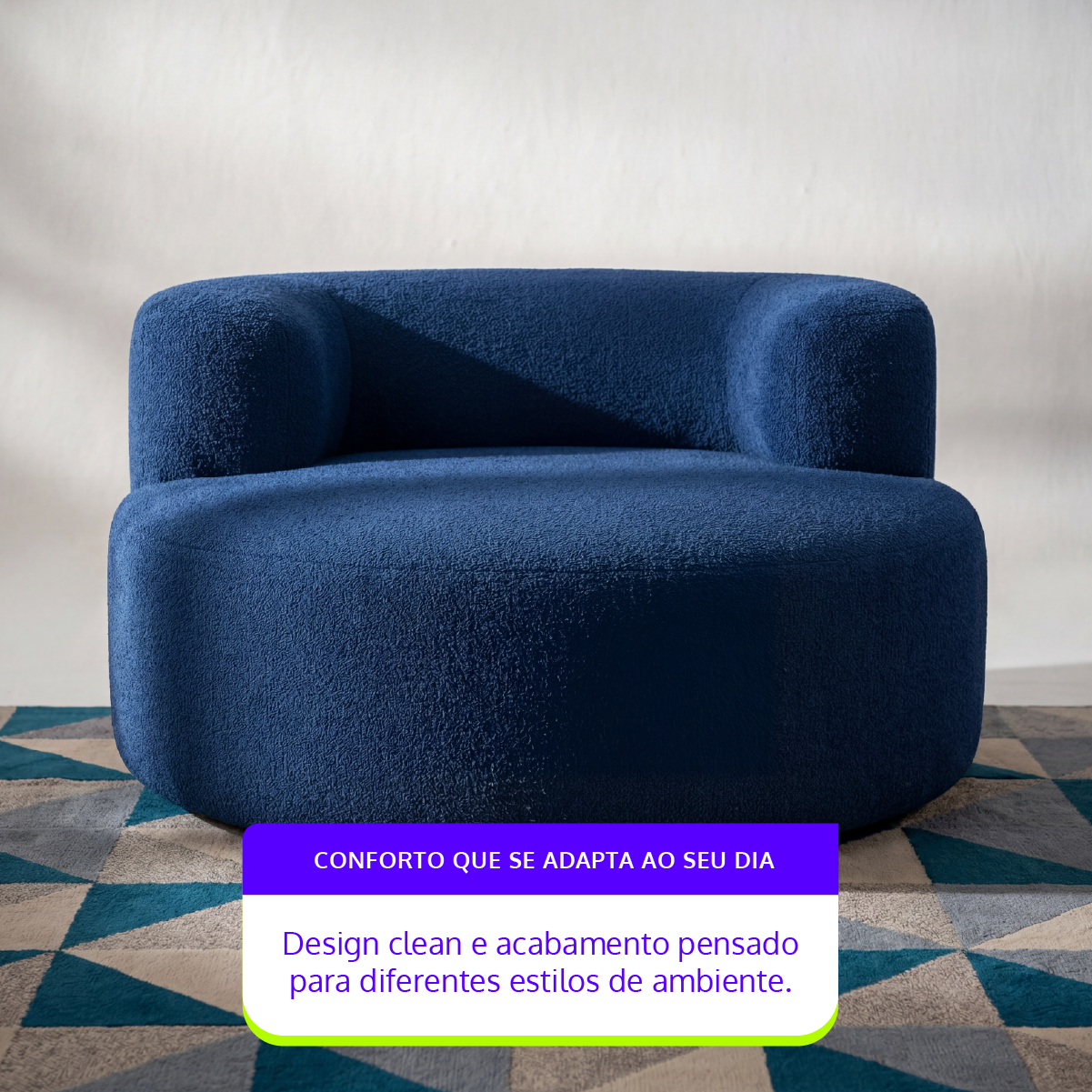 Poltrona Luna em Boucle Azul Marinho