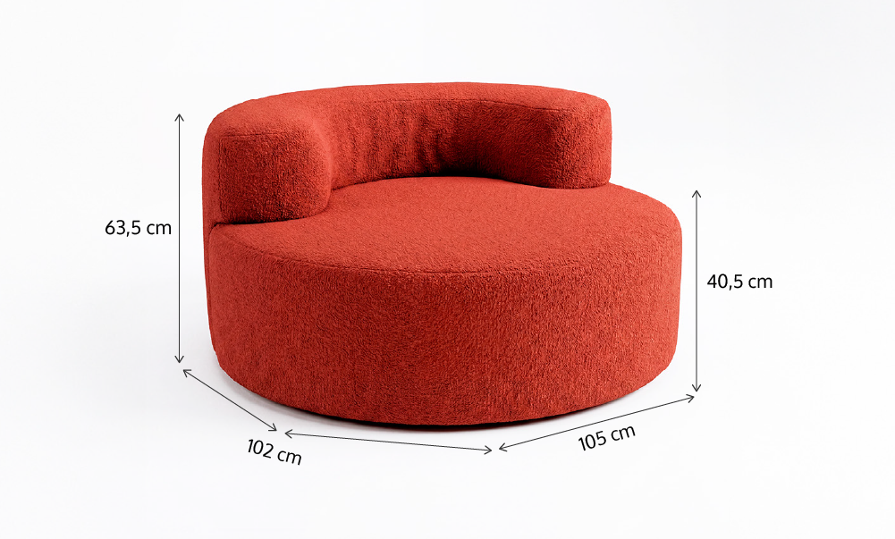 Poltrona Luna em Boucle Plus Terracota
