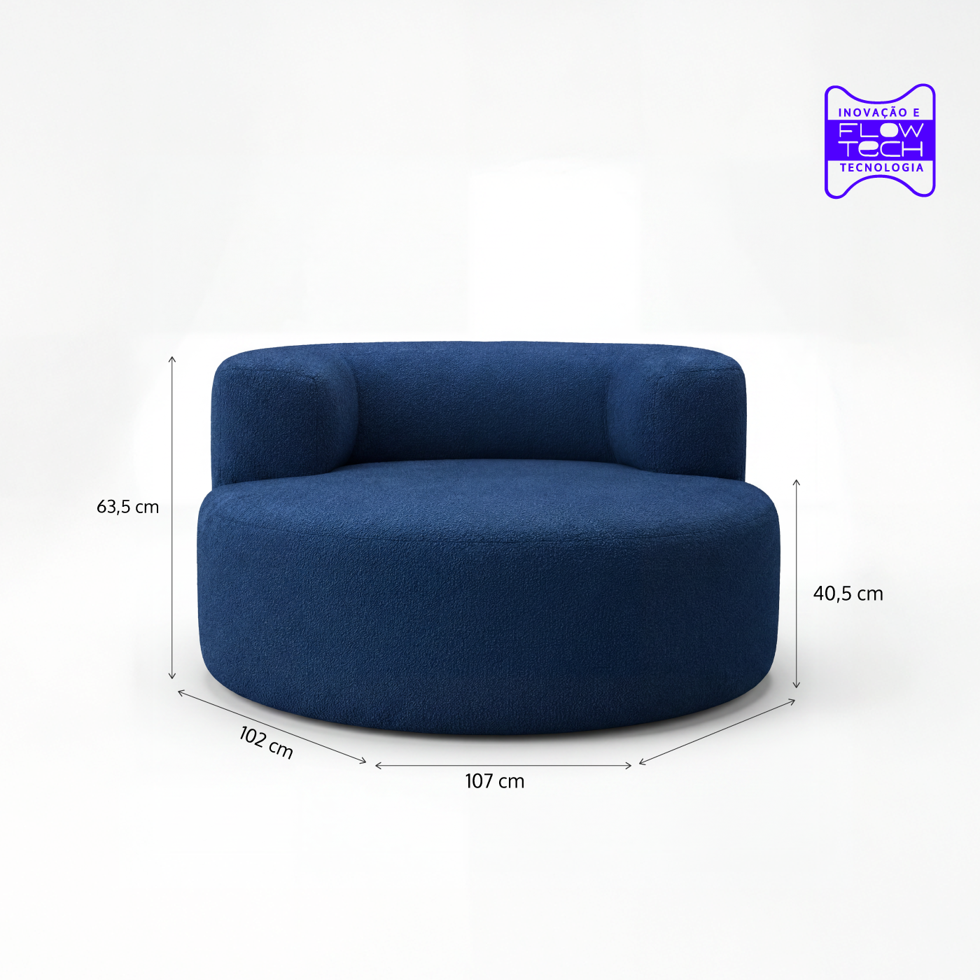 Poltrona Luna em Boucle Azul Marinho