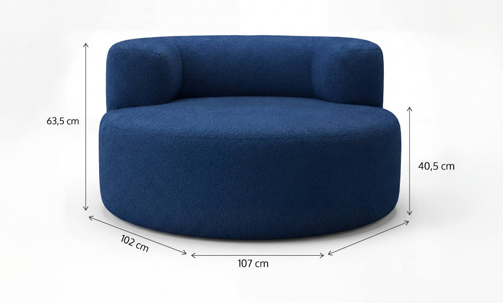 Poltrona Luna em Boucle Azul Marinho
