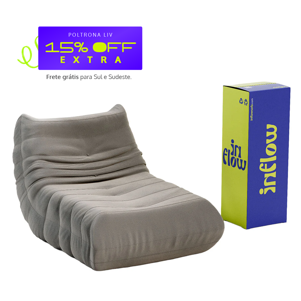 Poltrona Liv em Boucle Cinza
