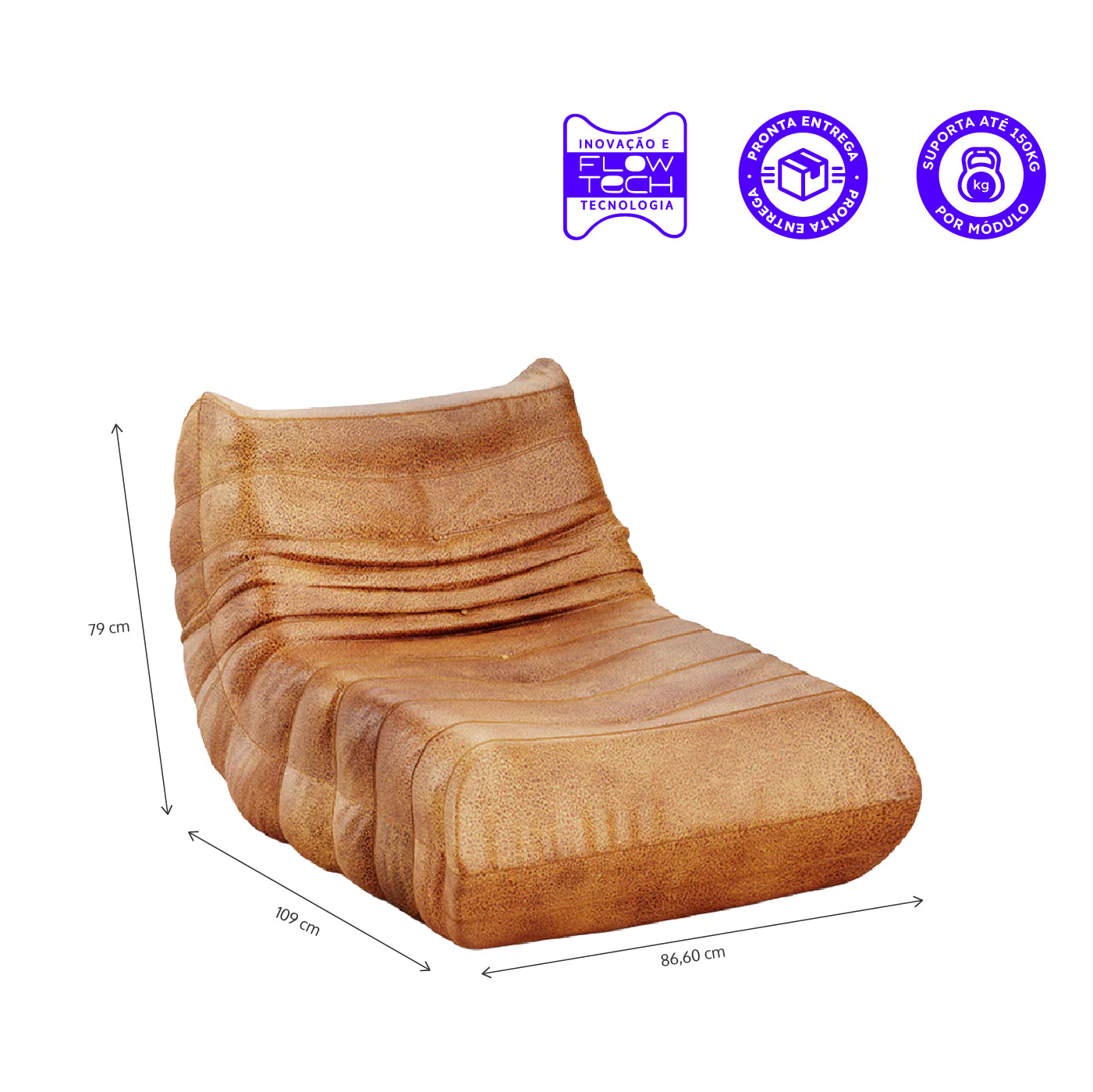 Poltrona Liv - Poli-Couro - Marrom