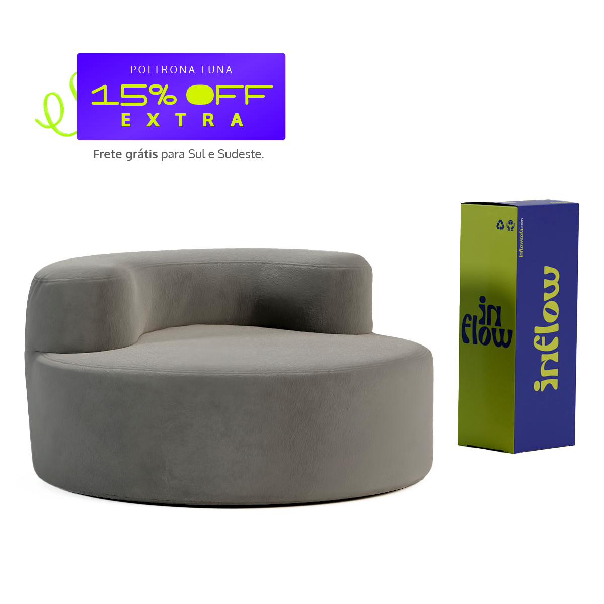Poltrona Luna Boucle  - Cinza