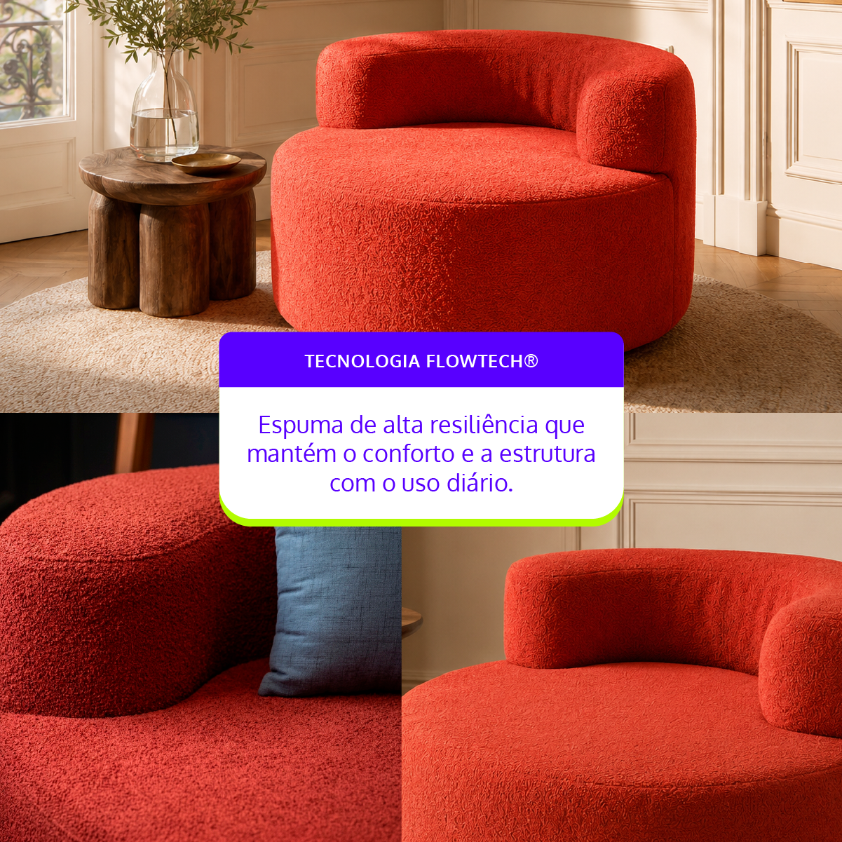 Poltrona Luna em Boucle Plus Terracota