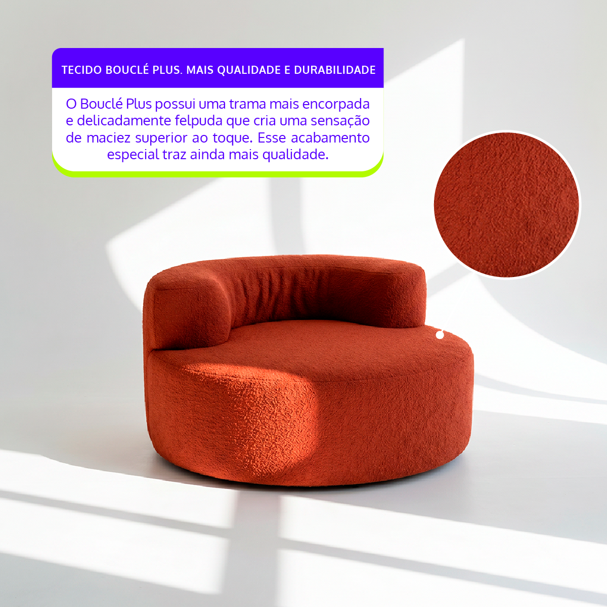 Poltrona Luna em Boucle Plus Terracota