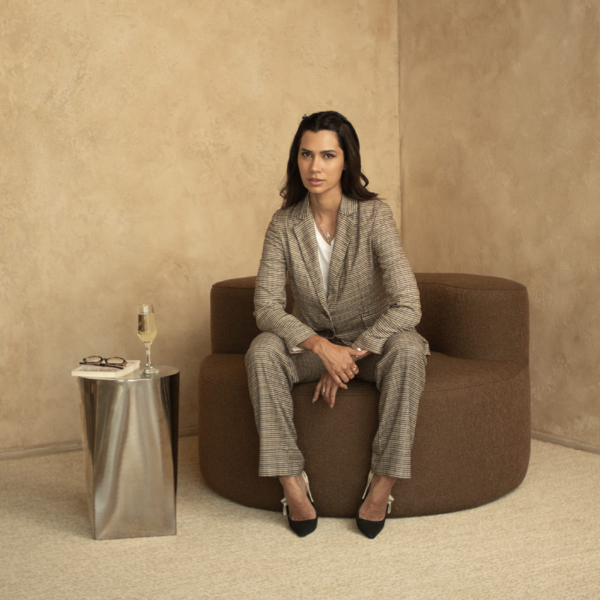Poltrona Luna em Boucle Plus Marrom