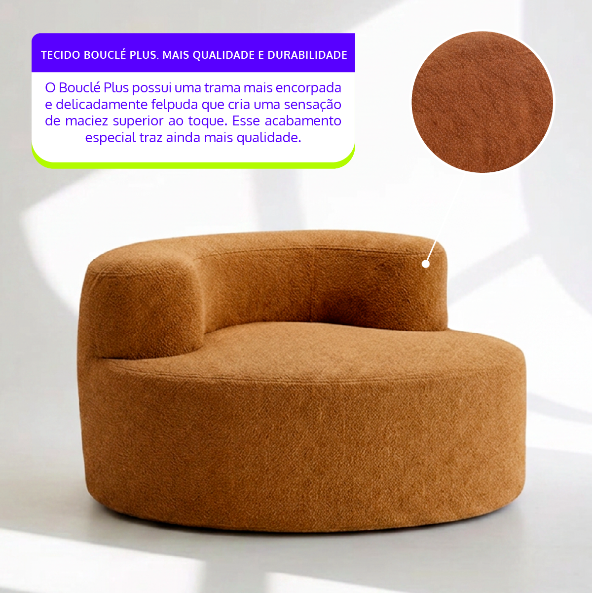 Poltrona Luna em Boucle Plus Mostarda