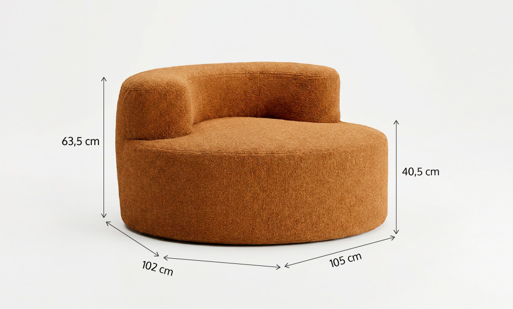 Poltrona Luna em Boucle Plus Mostarda