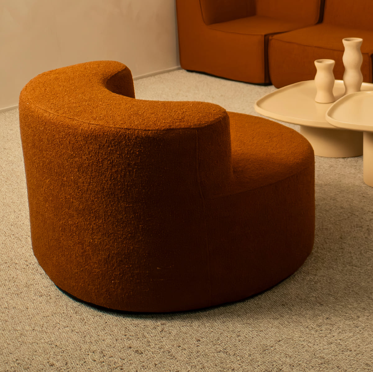 Poltrona Luna em Boucle Plus Terracota