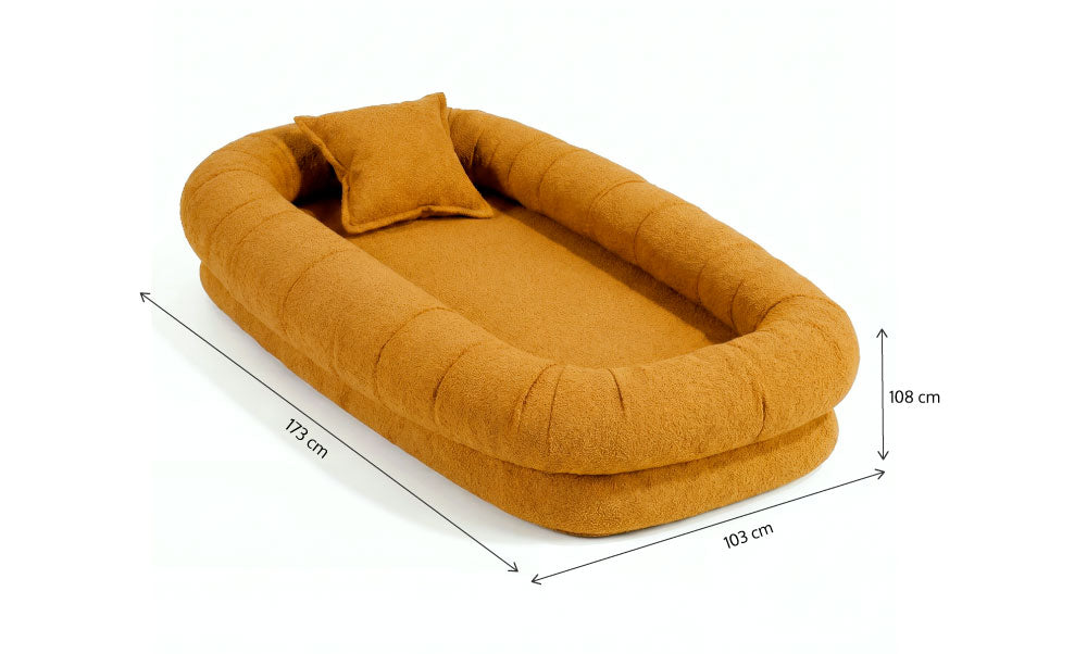 Puff Nina em Boucle Cloud Touch Mostarda