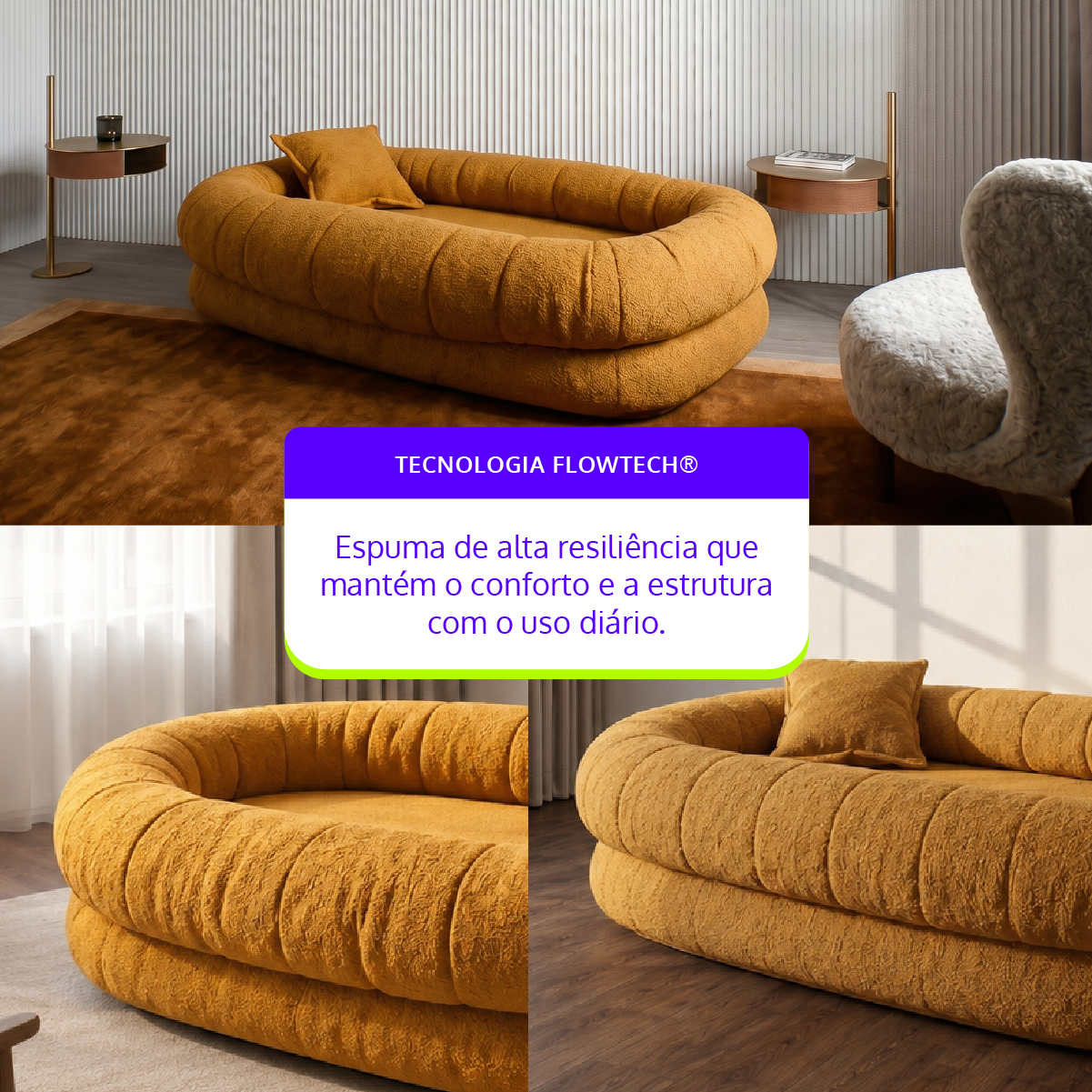 Puff Nina em Boucle Cloud Touch Mostarda