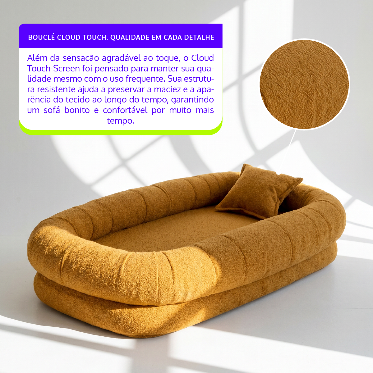 Puff Nina em Boucle Cloud Touch Mostarda