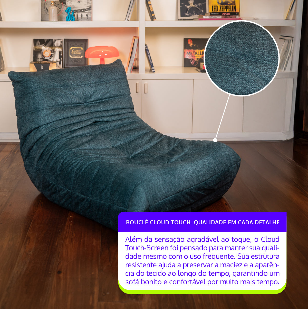 Poltrona Liv em Boucle Cloud Touch Ocean
