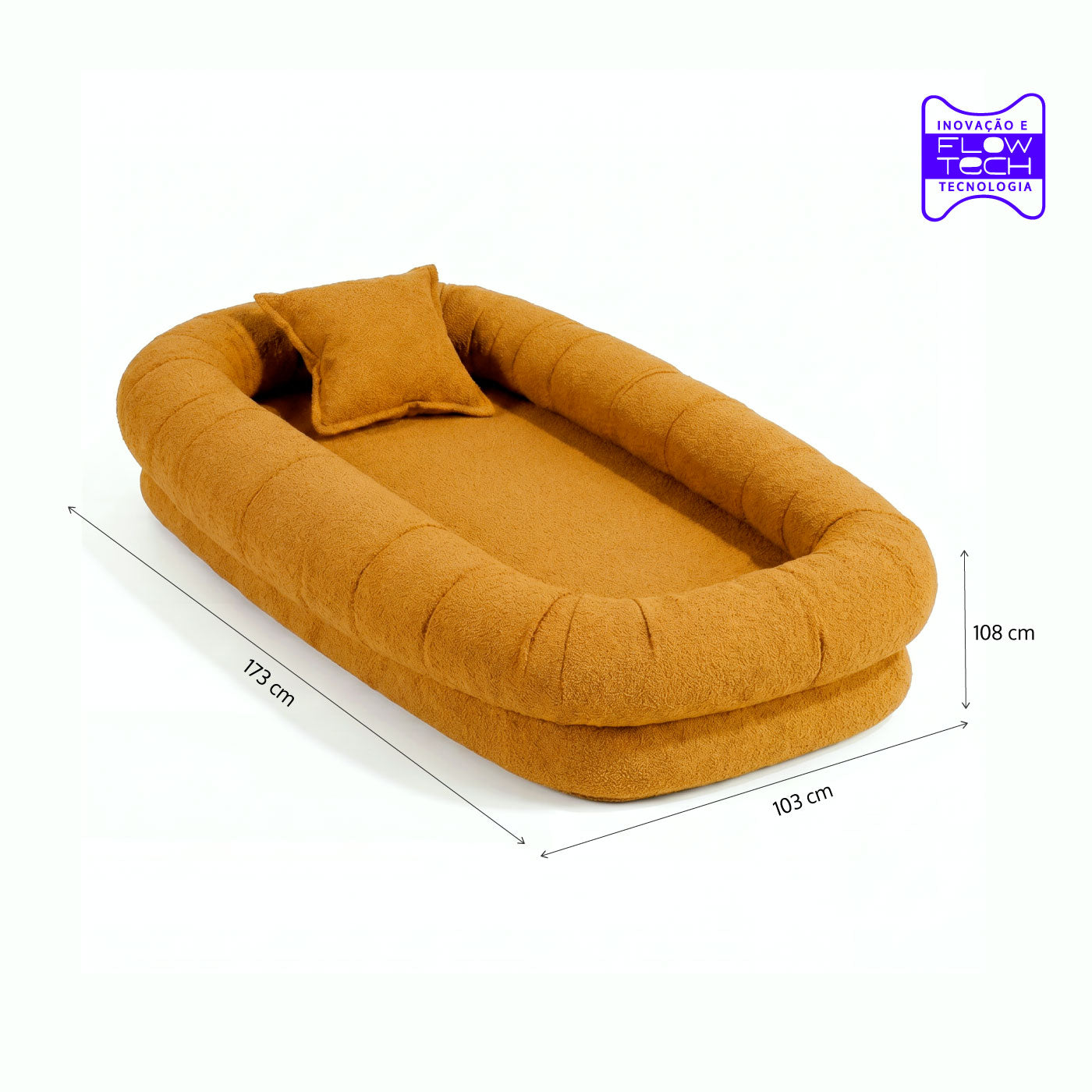 Puff Nina em Boucle Cloud Touch Mostarda