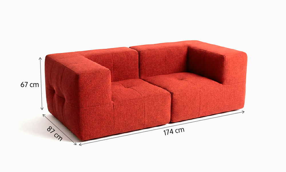 Sofá Modular 2 Lugares 2 Cantos em Boucle Plus Terracota