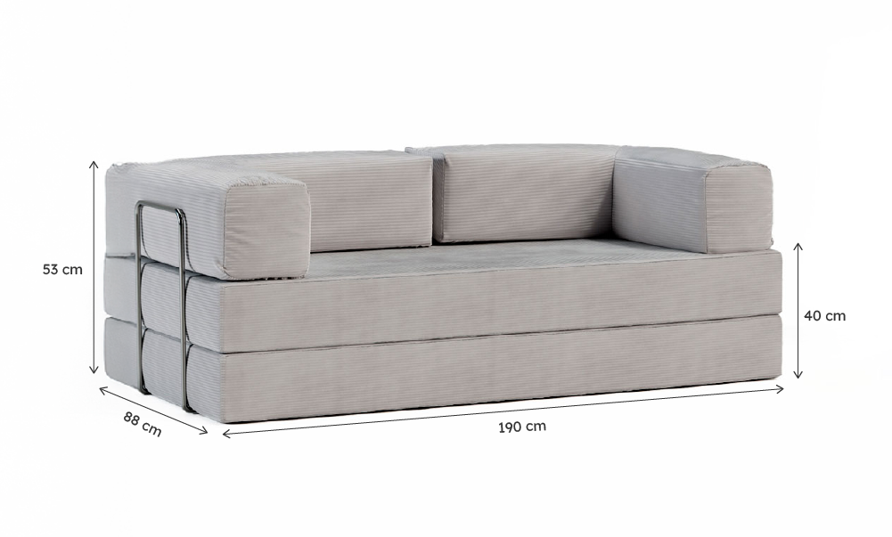 Sofá-Cama Flowin Cotelê - Cinza Grafite