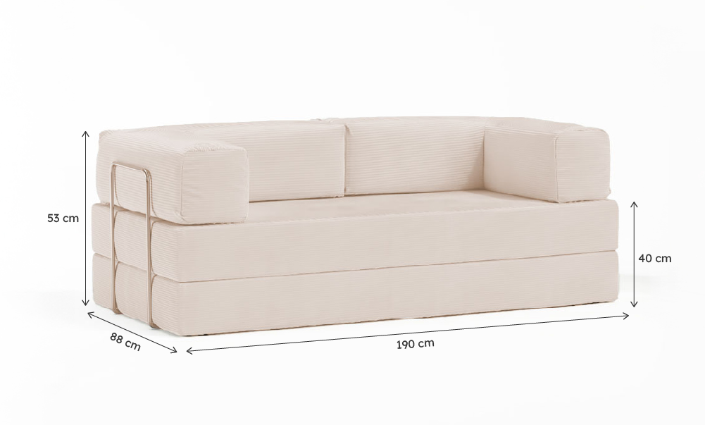 Sofá-Cama Flowin Cotelê - Bege