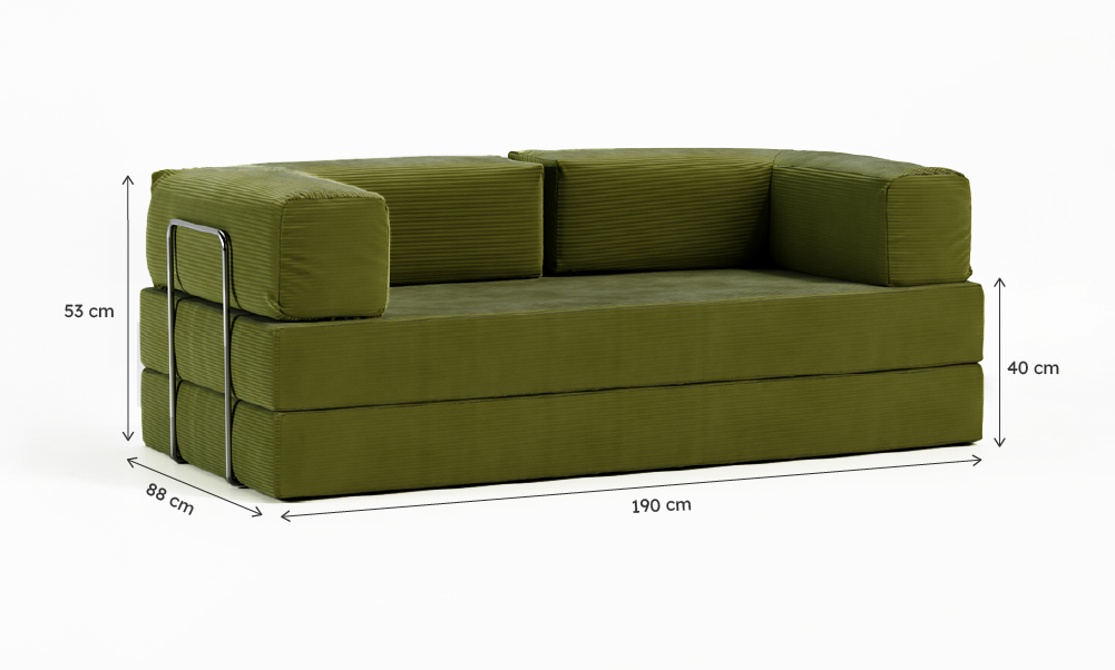 Sofá-Cama Flowin Cotelê - Verde Oliva