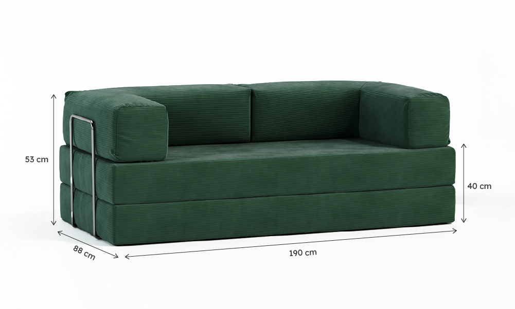 Sofá-Cama Flowin Cotelê - Verde Musgo