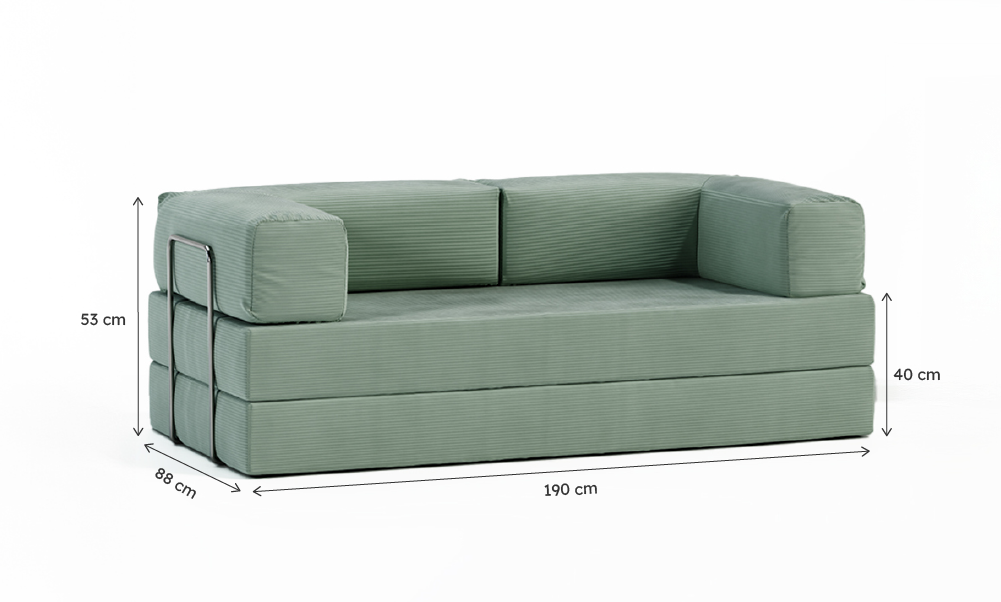 Sofá-Cama Flowin Cotelê - Verde Menta