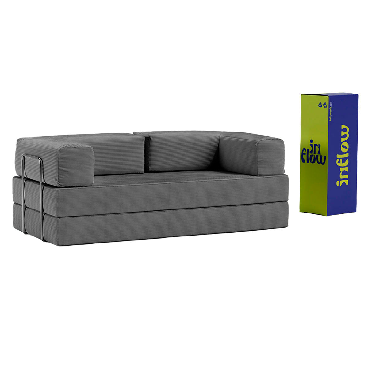 Sofá Cama Flowin em Cotelê - Cinza Grafite