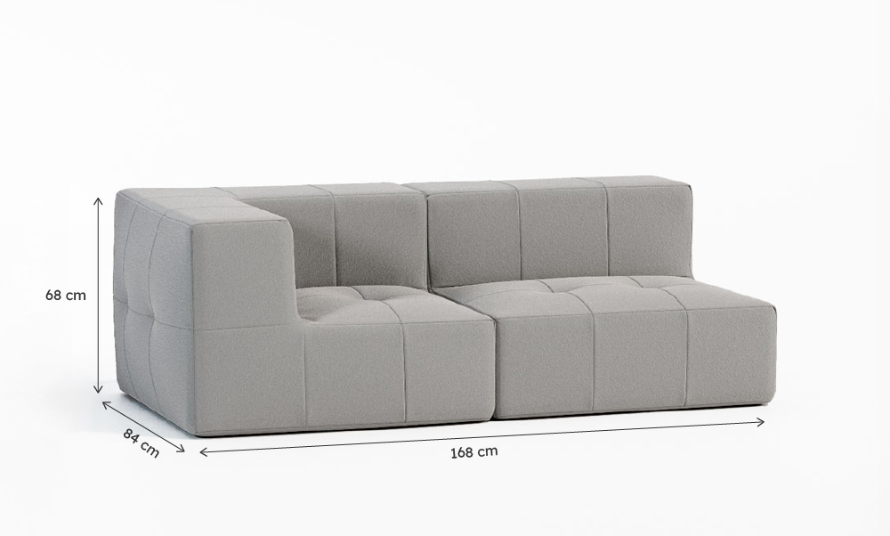 Sofá Modular Boucle Cinza - 2 Lugares - 1 Canto