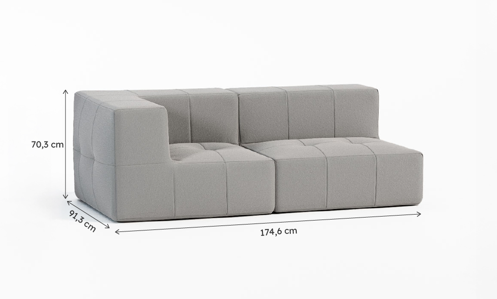 Sofá Modular Boucle Cinza - 2 Lugares - 1 Canto