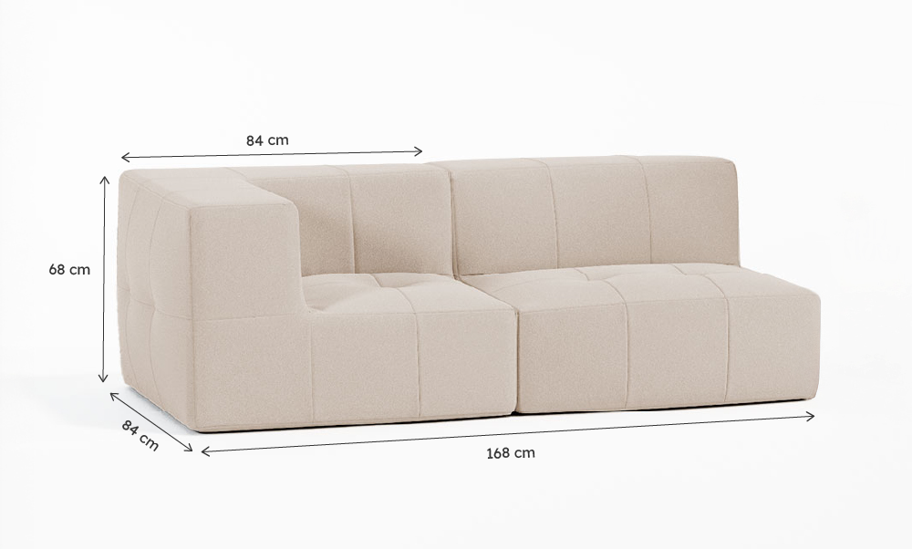 Sofá Modular Boucle Bege - 2 Lugares - 1 Canto