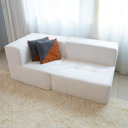 Sofá Modular 2 Lugares 1 Canto em Boucle Bege