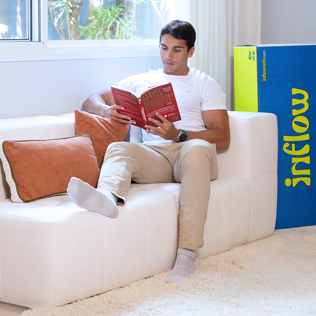 Sofá Modular Boucle Bege - 2 Lugares - 1 Canto