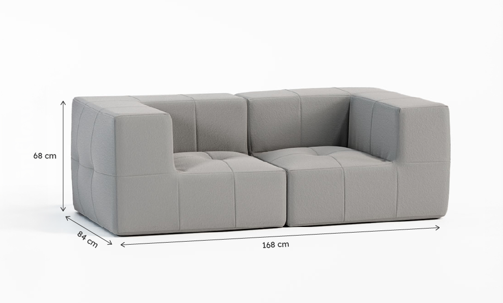Sofá Modular Boucle Cinza - 2 Lugares - 2 Cantos