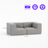 Sofá Modular Boucle Cinza - 2 Lugares - 2 Cantos