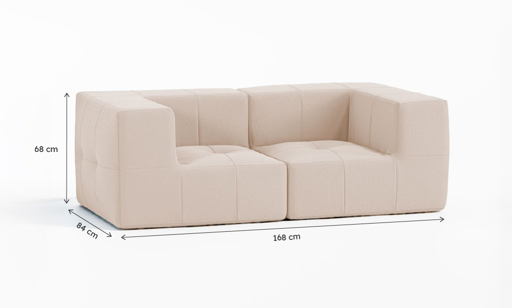 Sofá Modular Boucle Bege - 2 Lugares - 2 Cantos