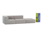 Sofá Modular Boucle Cinza - 2 Lugares - 1 Canto com Apoio de Pé
