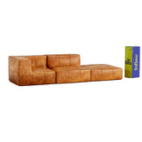 Sofá Modular Poli-Couro Marrom - 2 Lugares - 1 Canto com Apoio de Pé