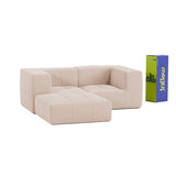 Sofá Modular Boucle Bege - 2 Lugares - 2 Cantos com Apoio de Pé