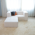 Sofá Modular Boucle Bege - 2 Lugares - 2 Cantos com Apoio de Pé