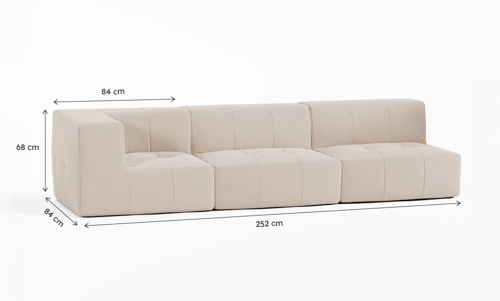 Sofá Modular Boucle Bege - 3 Lugares - 1 Canto