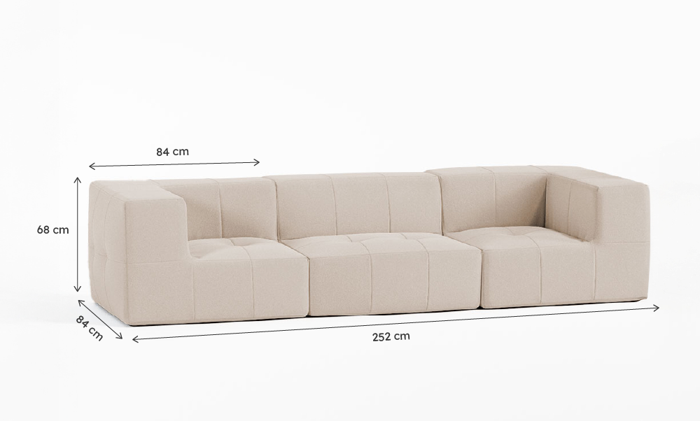 Sofá Modular Boucle Bege - 3 Lugares - 2 Cantos