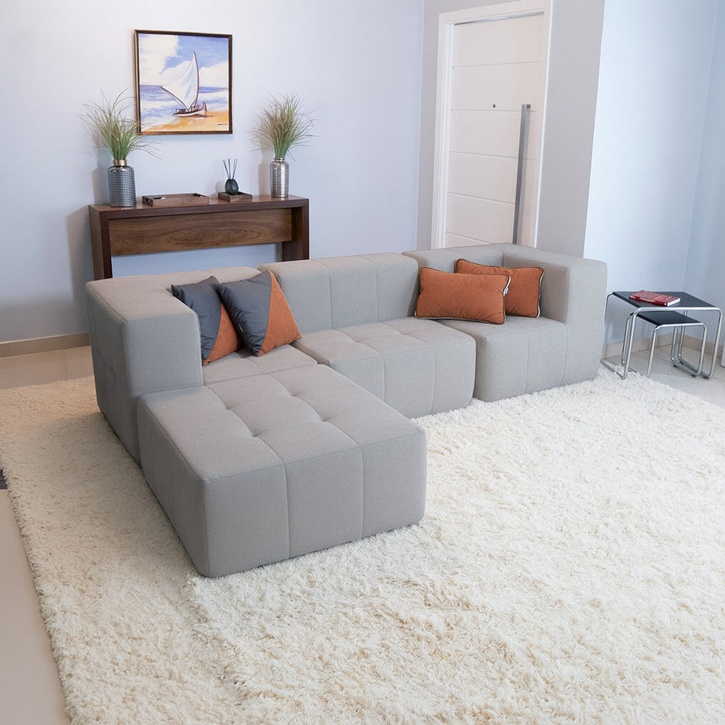 SofáModular3Lugares2Cantoscom1ApoiodePéemBoucleCinza