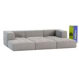 Sofá Modular Boucle Cinza - 3 Lugares - 2 Cantos com 3 Apoio de Pé