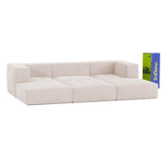 Sofá Modular 3 Lugares 2 Cantos com 3 Apoios de Pé em Boucle Bege