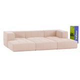 Sofá Modular Boucle Bege - 3 Lugares - 2 Cantos com 3 Apoio de Pé