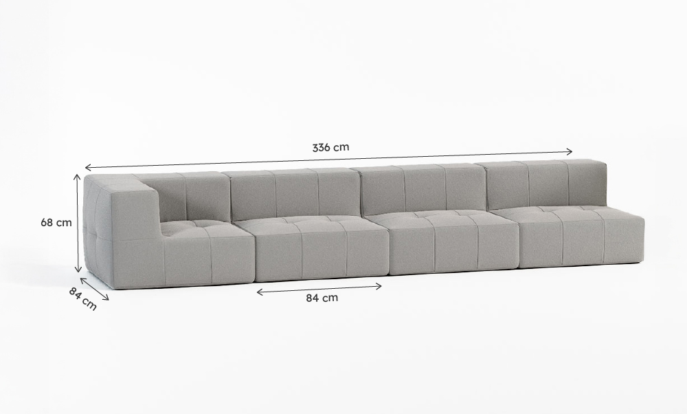 Sofá Modular Boucle Cinza - 4 Lugares - 1 Canto