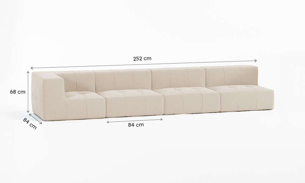Sofá Modular Boucle Bege - 4 Lugares - 1 Canto